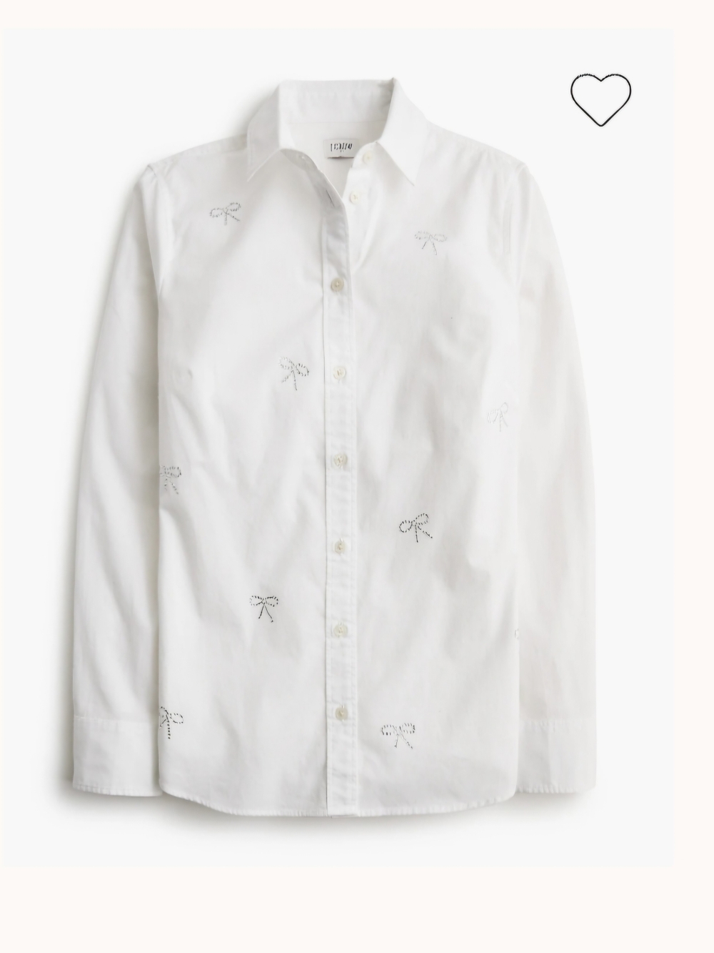 J. Crew White Button-Up Shirt with Black Bow Embroidery